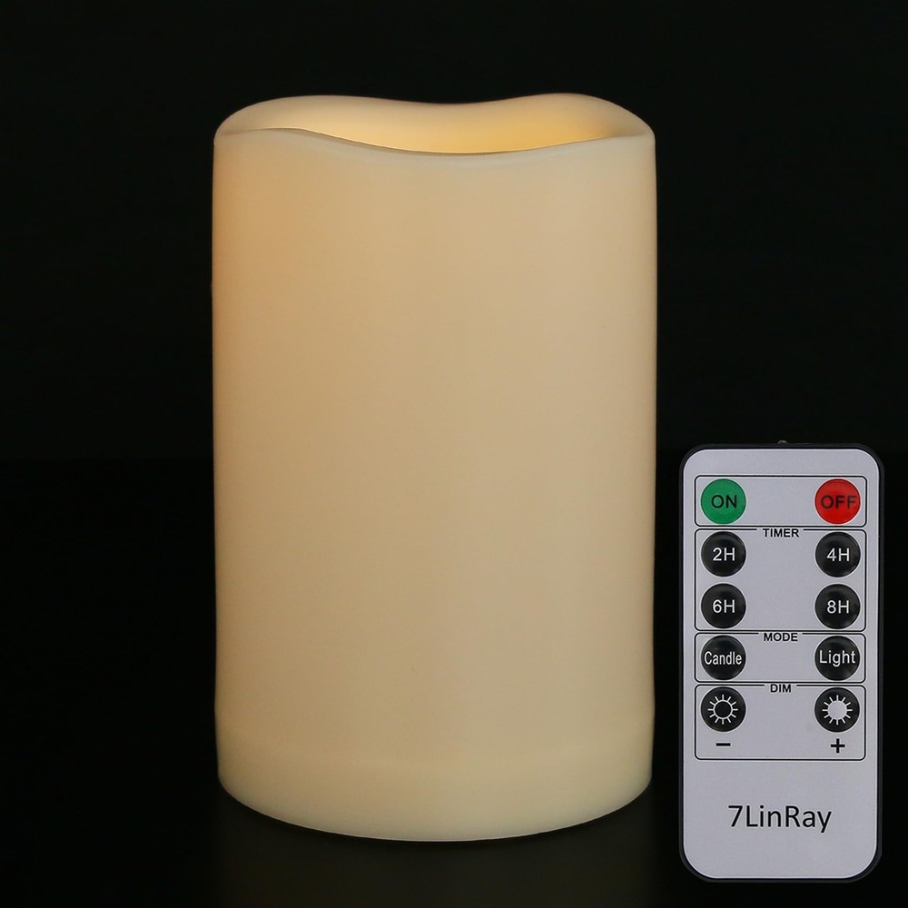 4″ x 6″ Large Outdoor Flameless Candles with Remote and Timer, Battery Operat…