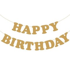 Happy Birthday Banner Birthday Sign Backdrop Party Supplies for Kids Boys Gold