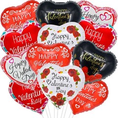 Happy Valentines Day Balloons, 18 Inch Red Pink White Black Heart Balloons, V…