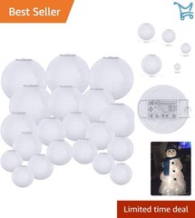 20 Pack White Paper Lanterns Round 4-12 Inch Reusable Wedding Party Decor