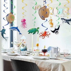 WERNNSAI 24 Pcs Ocean Party Hanging Swirls – Ocean Theme Party Decorations Sea A