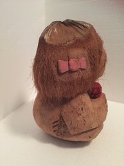 9” Hawaiian Coconut Shell Maraca Woman Musician Tiki Bar Luau Party