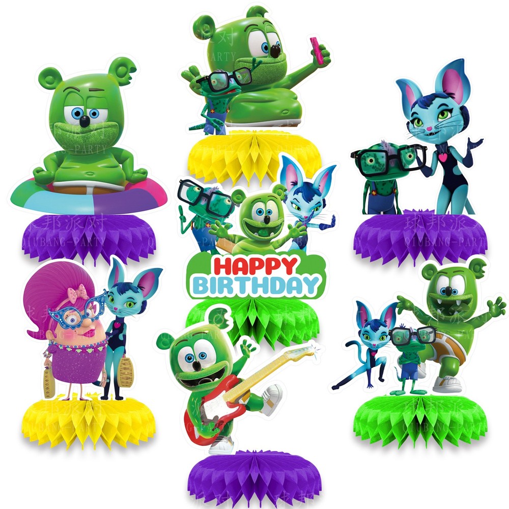 Gummy Bear and friends Honeycomb Centerpieces Table Toppers Decor Birthday Party