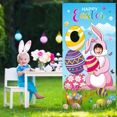 Easter Party Decorations Easter Bunny Photo Door Banner Large Fabric Happy Fest