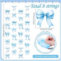 8 PCS Bow Decorations Bow Hanging Banner Garland Paper Cutouts Ribbon Streame…