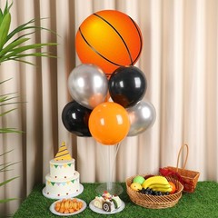 2 Sets Basketball Party Balloons Stand Kit with Orange And Black Balloon Spor…