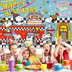 NEW Cartoon Peanuts Snoopy Theme Happy Birthday Backdrop 5 x 4.5ft