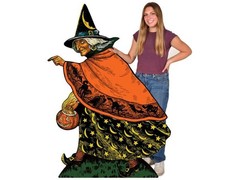 Vintage Halloween Witch Stand-Up Party Decoration Cutout Cardboard Prop Haunted