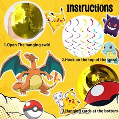 Pokemon Party Decoration Birthday Supplies Pokemon Hanging Swirls Spiral Set