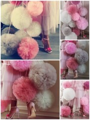 set of 3 hand made pretty tulle pom poms (choose your colour)