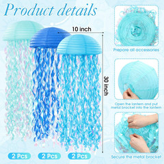 20 Pcs Hanging Jellyfish Paper Lanterns with Tassel Curtains Swirl Bubble Stream