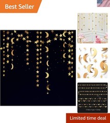 Celestial Gold Moon Star Garland – Perfect for Baby Showers & Eid Celebrations