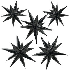 60 Black Spike Explosion Mylar Foil Balloons for Parties & Backdrops Decor