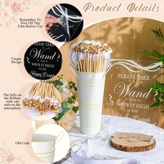 Reallnaive 103 Pcs Wedding Ribbon Stick Wand with Metal Buckets and Acrylic S…