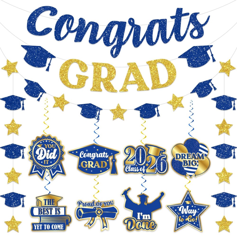 Blue and Gold Graduation 6 inches x 7 inches,