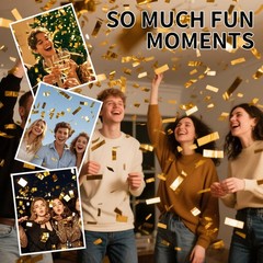 Gold Confetti Poppers Cannon, 6 Pack Gold Mylar Party Poppers Shooters for Bi…
