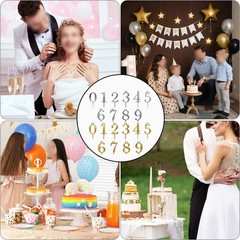 Reusable Metal Number Cake Candle Holder Set for Birthday Cakes Golden 10cm