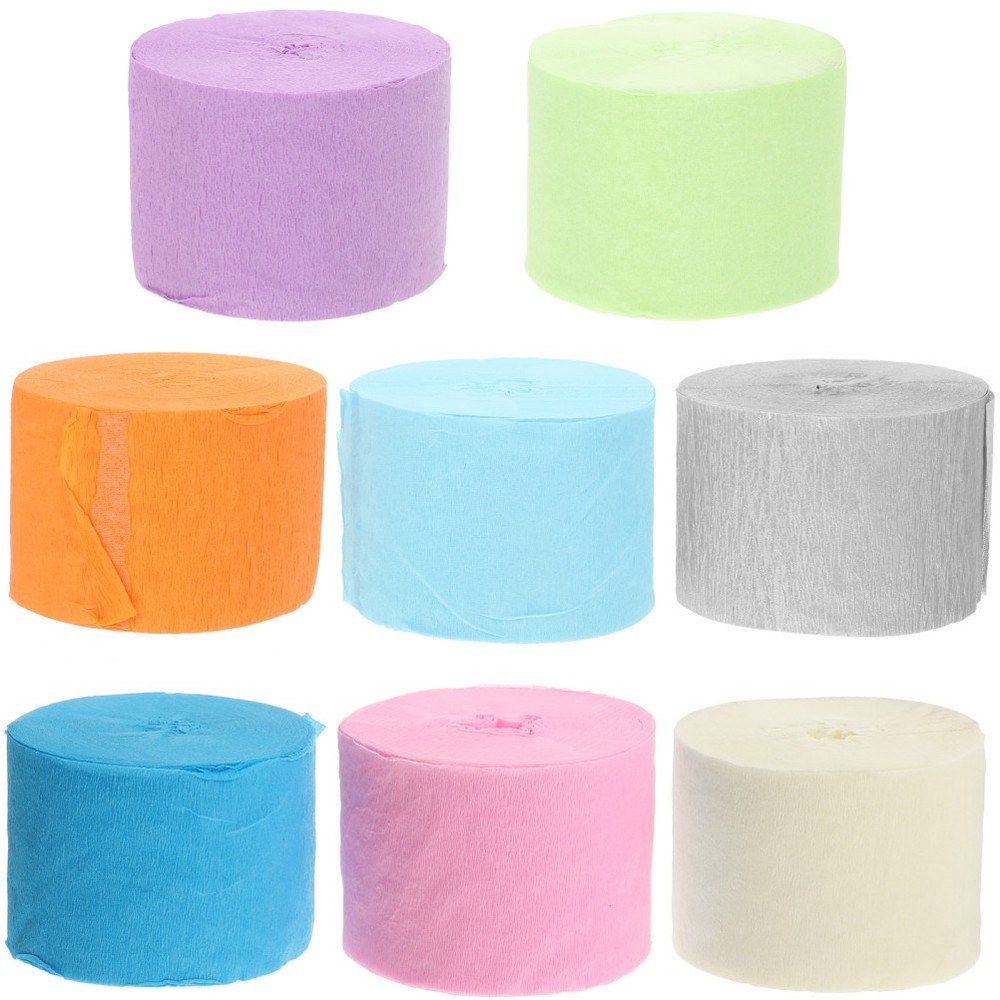 8 Pack Reusable Crepe Paper Streamers Colorful Birthday Party Celebration Props