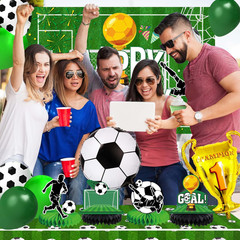 Soccer Birthday Party Decorations, 120Pcs Kit with Tablecloth, Backdrop