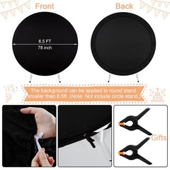 6.5×6.5ft Black Round Backdrop Cover Halloween Black Circle Backdrop Photography