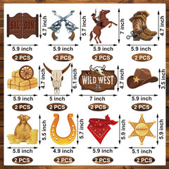 26 Pieces Western Party Decorations West Cowboy Banners Hanging Swirls Wild West