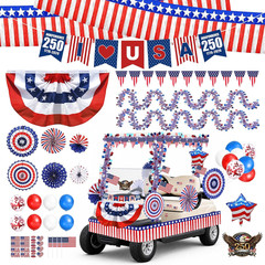 4Th of July Golf Cart Parade Decorations ,250Th Anniversary Decor Kit, Red White