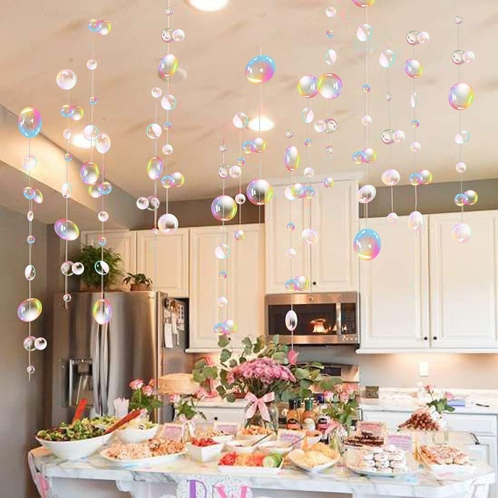 Transparent Bubble Garlands Mermaid Party Decoration Colored Flat Cutouts Hangin