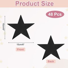 48 Pcs Black Stars Cutouts, 6 Inch Double Printed Paper Stars Cutout