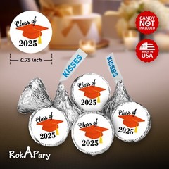 216 Yellow Graduation Party Cap Class of 2022 Favor Kisses Stickers Labels Sti