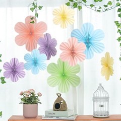 SUNBEAUTY 9 PCS Pastel Paper Flowers Decorations for Variety Pack,