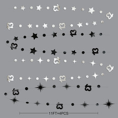 Silver Black 13Th Birthday Decorations Number 13 Circle Dot Twinkle Star Garland