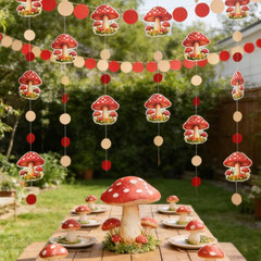 4Pcs Mushroom Garland Party Decorations for Fairy Birthday Baby Shower Tea Garde