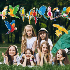 10Pcs Jungle Tropical Party Decorations Birds Honeycombs – Tropical Parrots Pape