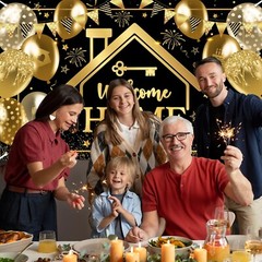 Avezano Welcome Home Banner Black and Gold Welcome Home Decorations Backdrop …