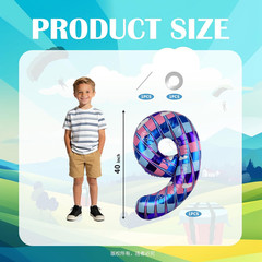 40 Inch Pixel Gamer Video Game Number 9 Balloon, Level up Block Style 9Th Birthd