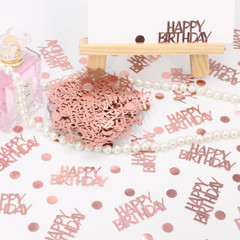 Rose Gold Birthday Confetti – 270 PCS Glitter Happy Birthday Decorations for Tab
