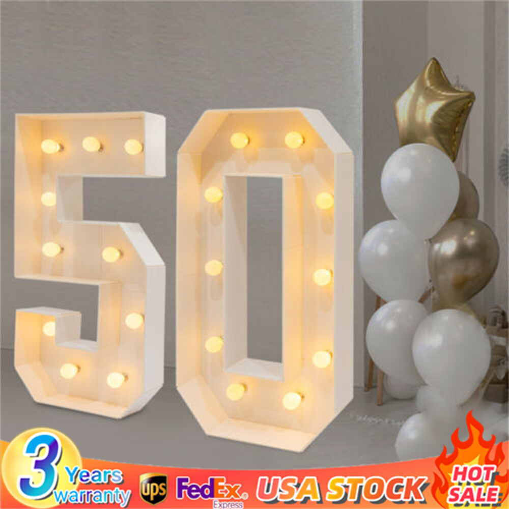 40in Marquee Light Up Numbers 50 Large White LED Numbers for 50th Birthday USA
