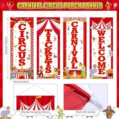 4 Pcs Party Decorations Welcome Tickets Porch Banner Hanging Carnival Circus