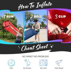 Navy & Red Inflatable Lounger 2 Pack | 210T Polyester Inflatable Couch | No-P…