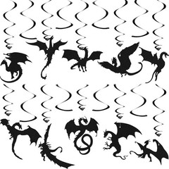 Lightweight Black Dragon Hanging Decorations – Ideal for Medieval Themed Parties