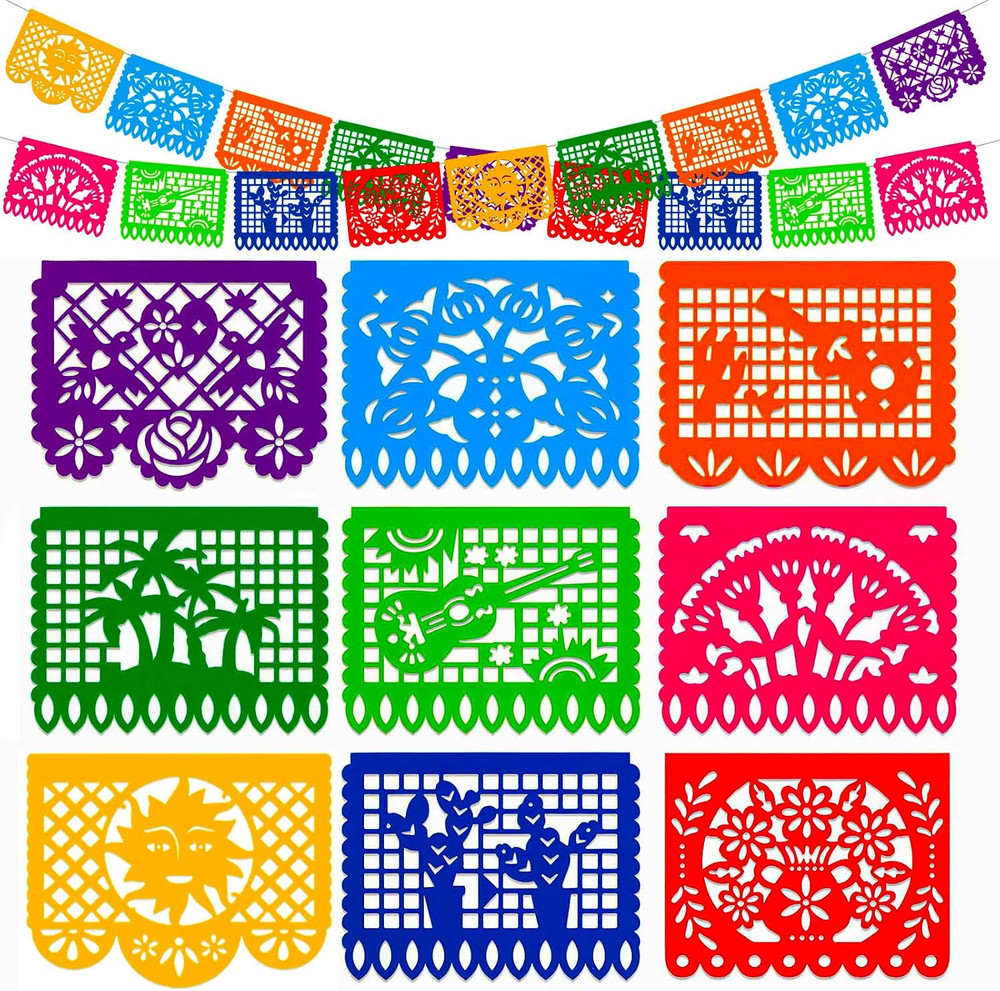 Domestar Mexican Party Decoration, 18 Feet Plastic Papel Picado Fiesta Banner Ci