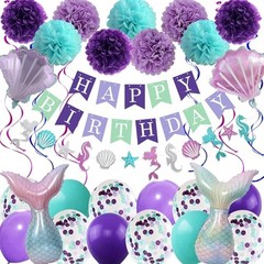 Mermaid Birthday Decorations for Girls Women 29pcs Party Supplies Mermaid 1