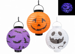 3 Pack Halloween LED Paper Lanterns Pumpkin Ghost Bat Glow at Night