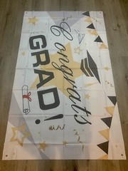 Graduation Party Supplies Congrats Grad 3×5 Party Banner Decor Black & Gold
