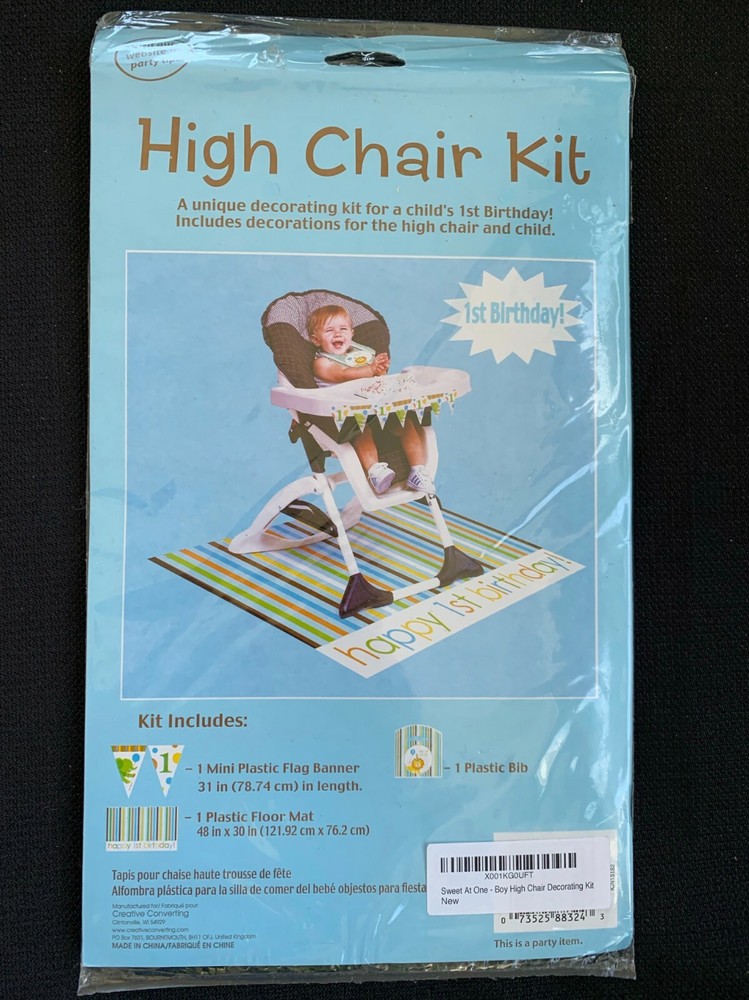 Boy Blue First 1st Birthday Party High Chair Sweet at One Animals Decorating Kit