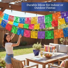 Mexican Party Banners – 5 Pack, 10 Flags Each – Papel Picado Fiesta Decor