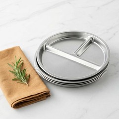BEWBBAT 4 Pack 304 Stainless Steel Divided Plate, 8 Inch 3 8 Inch, Silver