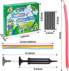 260Balloons with Pump, Long Latex Twisting Balloons animal kit, 100pcs