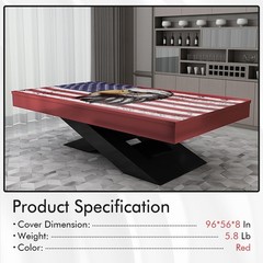 iEsstros 7.5 ft Pool Table Cover Leather Outdoor Billiard Table Protector Red