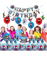 Spidey Birthday Party Decorations,Banner, Backdrop, Balloons, Cake Toppers, More